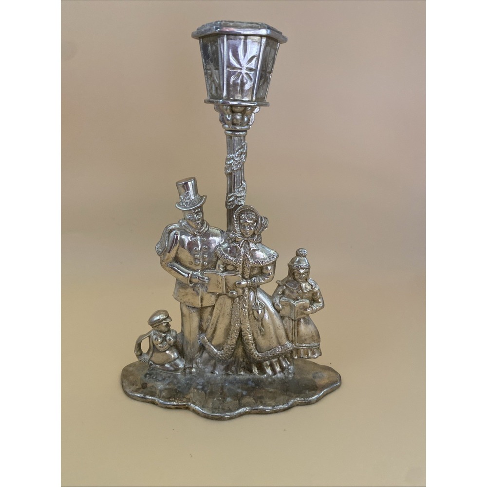 Vintage Towle Silverplate Christmas Carolers Holiday 7" Taper Candle Holder